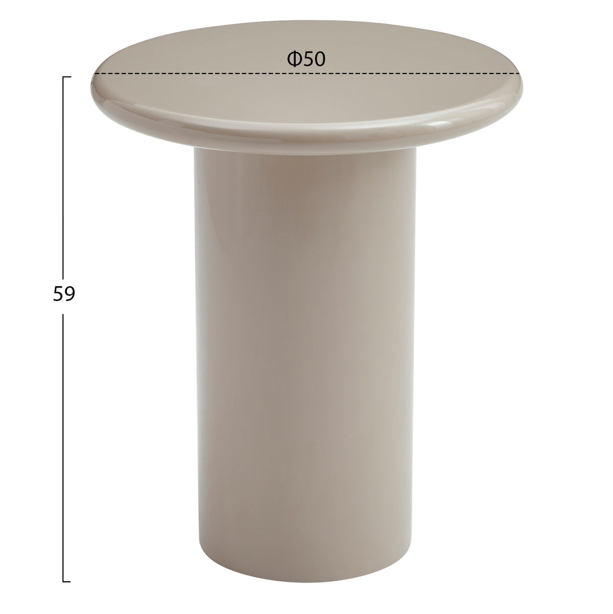 Side Table Solna Hm18455.05 Mdf In Glossy Taupe Φ50x59hcm.