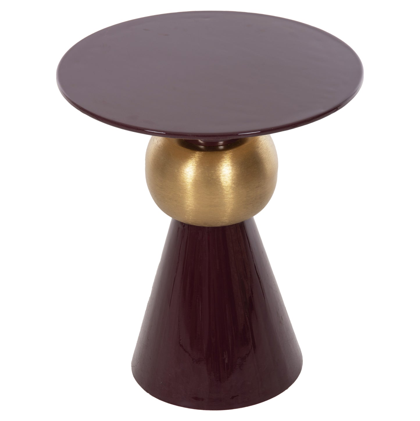 Side Table Patna Hm4234.06 Metal In Maroon-gold Φ46x51,5hcm.