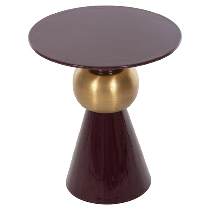 Side Table Patna Hm4234.06 Metal In Maroon-gold Φ46x51,5hcm.