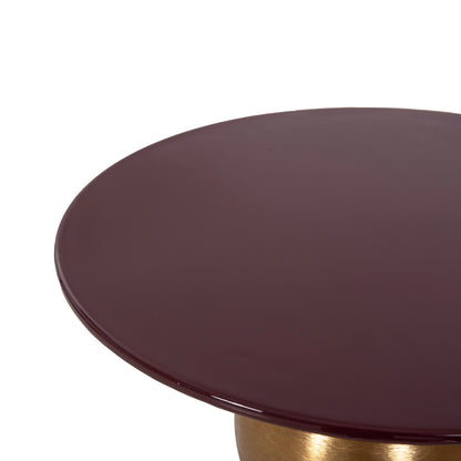 Side Table Patna Hm4234.06 Metal In Maroon-gold Φ46x51,5hcm.
