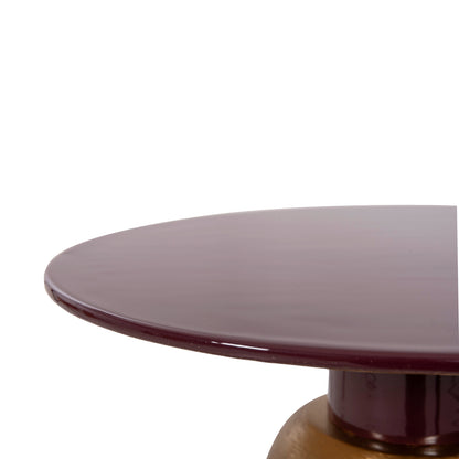 Side Table Patna Hm4234.06 Metal In Maroon-gold Φ46x51,5hcm.