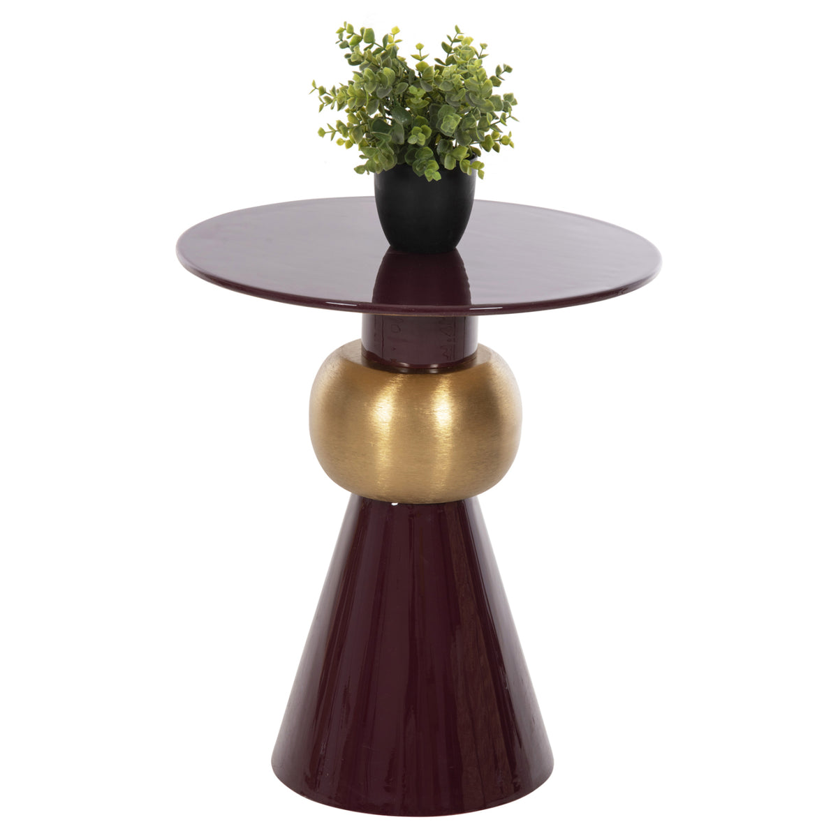 Side Table Patna Hm4234.06 Metal In Maroon-gold Φ46x51,5hcm.