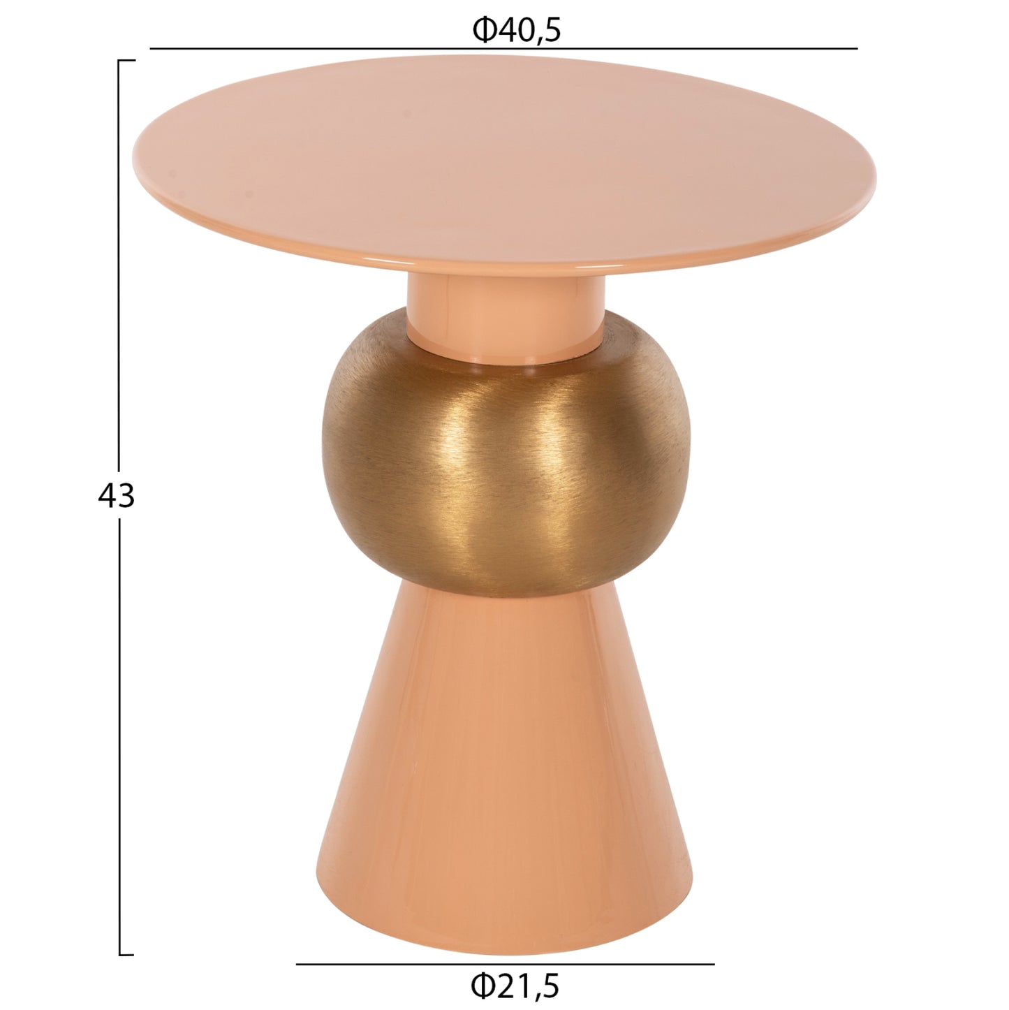 Side Table Patna Hm4235.08 Metal In Warm Pink(salmon)-gold Φ40,5x43hcm.