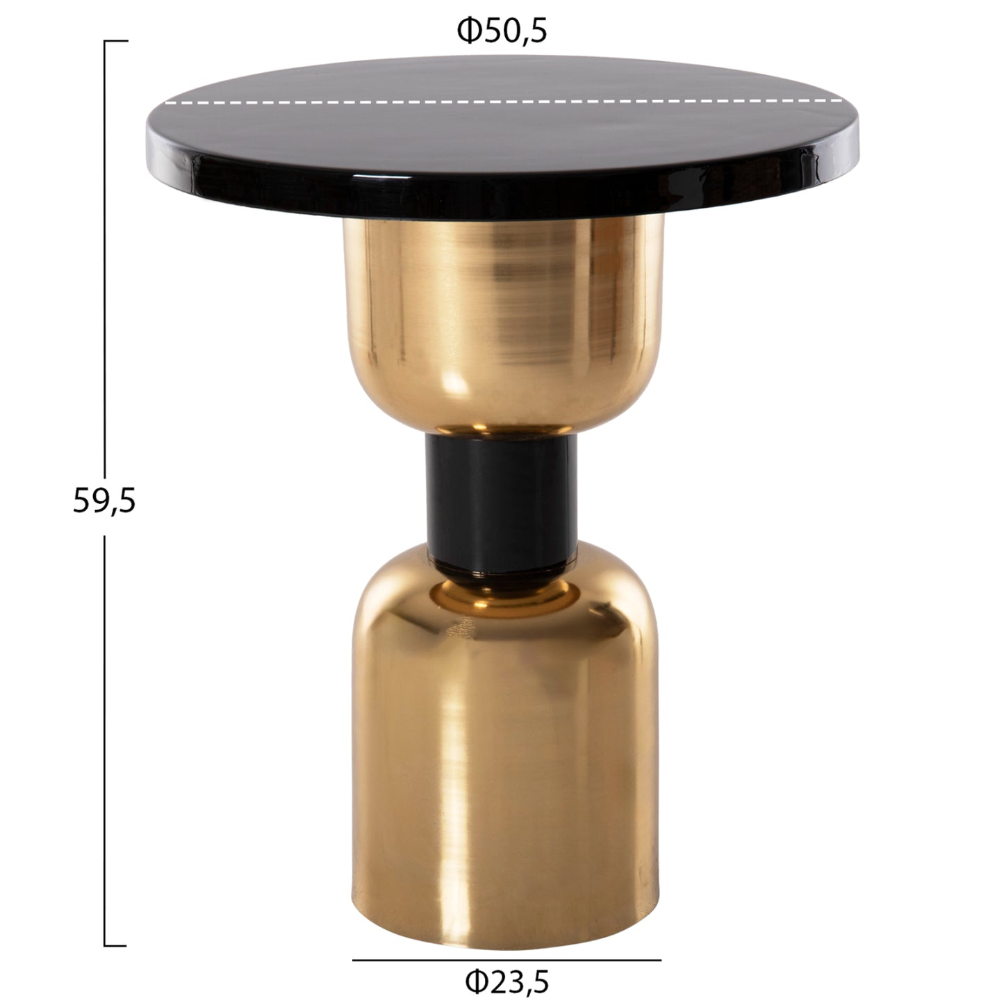 Side Table Surat Hm4236.04 Metal In Black-gold Φ50,5x59,5hcm.