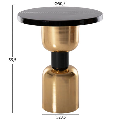 Side Table Surat Hm4236.04 Metal In Black-gold Φ50,5x59,5hcm.