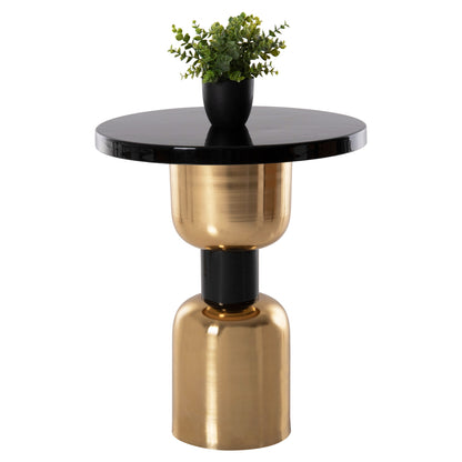 Side Table Surat Hm4236.04 Metal In Black-gold Φ50,5x59,5hcm.