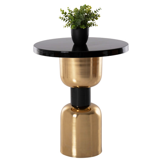 Side Table Surat Hm4236.04 Metal In Black-gold Φ50,5x59,5hcm.