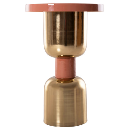 Side Table Surat Hm4237.08 Metal In Salmon-gold Φ40,5x60,5hcm.