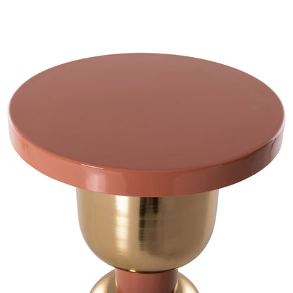 Side Table Surat Hm4237.08 Metal In Salmon-gold Φ40,5x60,5hcm.
