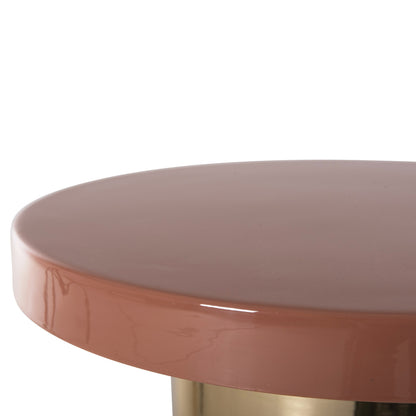 Side Table Surat Hm4237.08 Metal In Salmon-gold Φ40,5x60,5hcm.