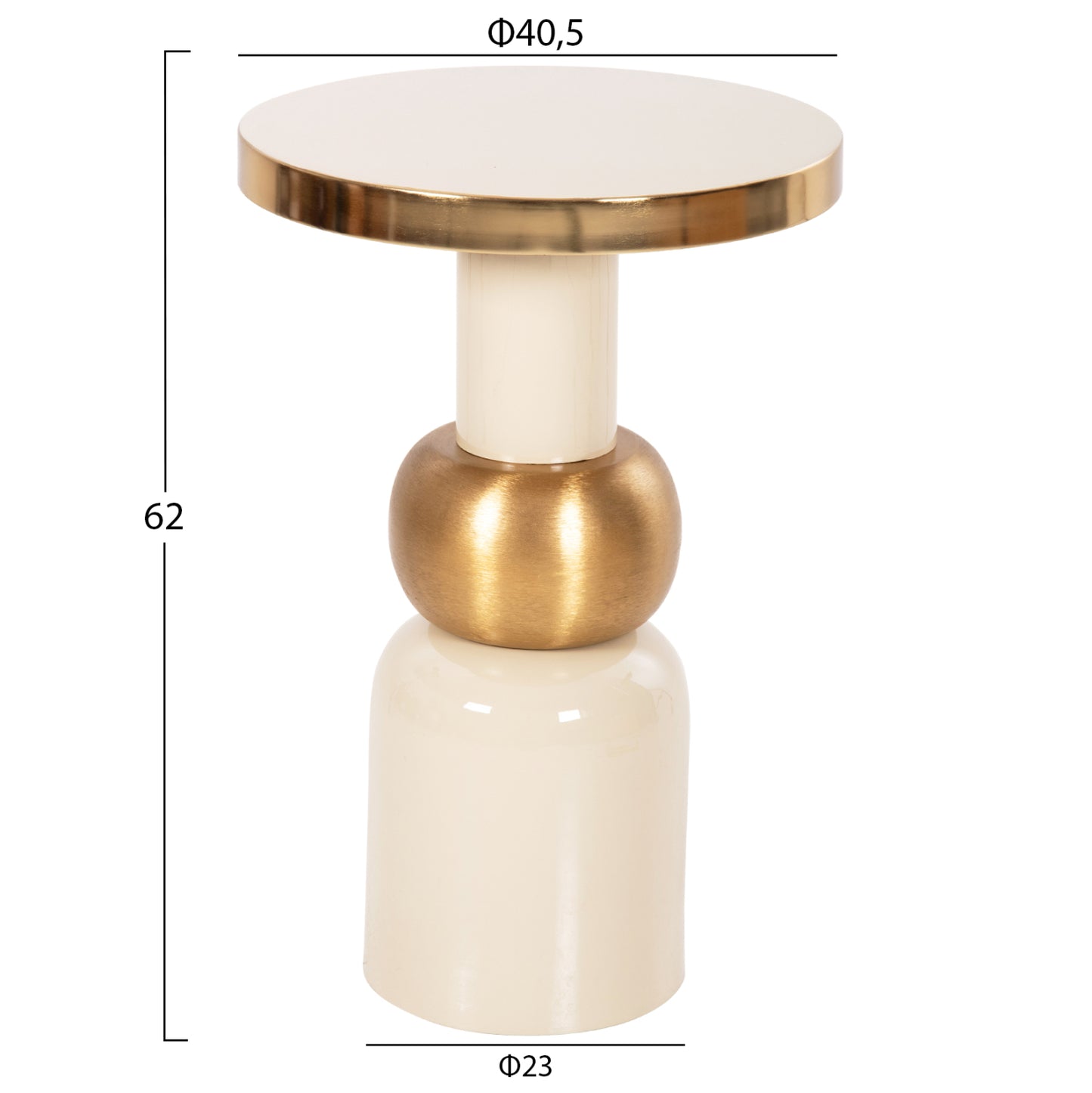 Side Table Ambur Hm4238.03 Metal In Ecru-gold Φ40,5x62hcm.