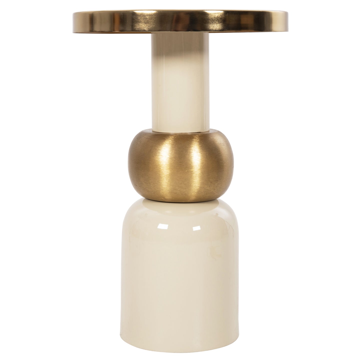 Side Table Ambur Hm4238.03 Metal In Ecru-gold Φ40,5x62hcm.