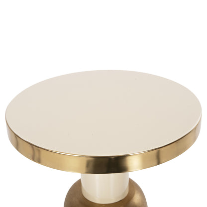 Side Table Ambur Hm4238.03 Metal In Ecru-gold Φ40,5x62hcm.