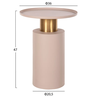 Side Table Punjab Hm4239.03 Metal In Ecru-gold/brass Φ36x47hcm.