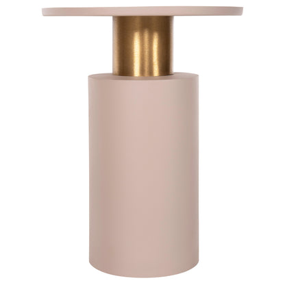 Side Table Punjab Hm4239.03 Metal In Ecru-gold/brass Φ36x47hcm.