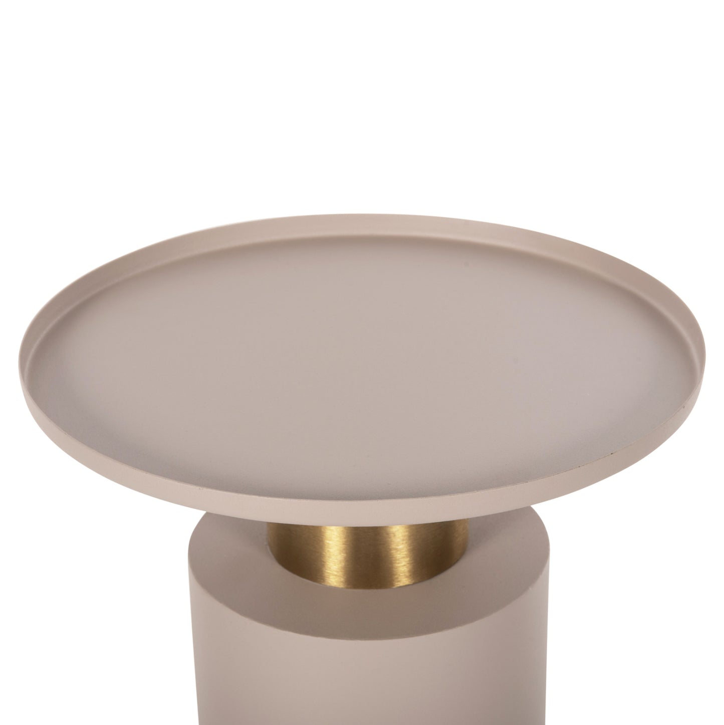 Side Table Punjab Hm4239.03 Metal In Ecru-gold/brass Φ36x47hcm.