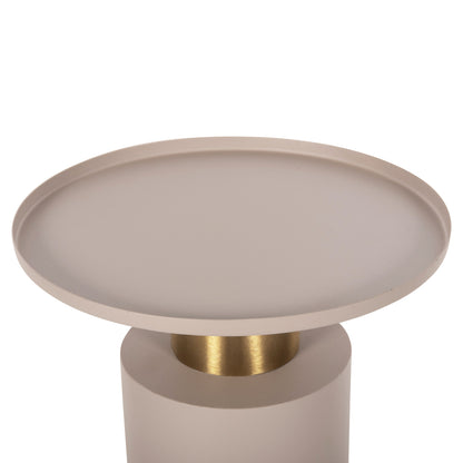 Side Table Punjab Hm4239.03 Metal In Ecru-gold/brass Φ36x47hcm.