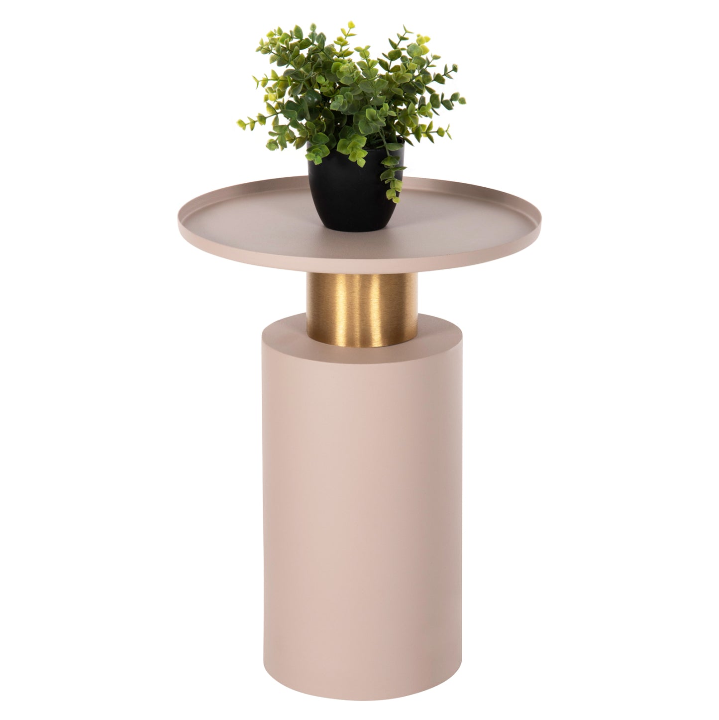 Side Table Punjab Hm4239.03 Metal In Ecru-gold/brass Φ36x47hcm.