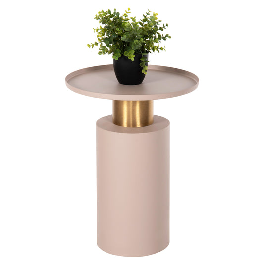 Side Table Punjab Hm4239.03 Metal In Ecru-gold/brass Φ36x47hcm.