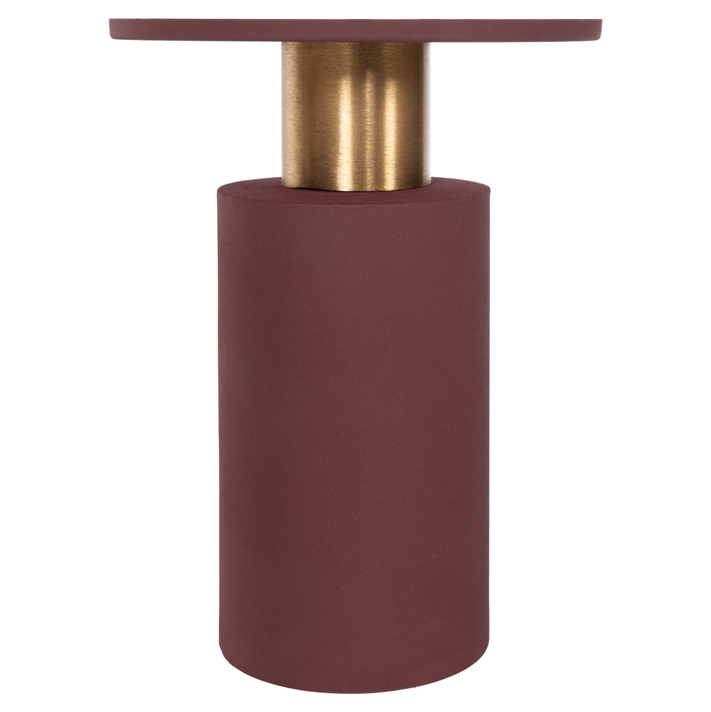 Side Table Punjab Hm4239.06 Metal In Brick Red-gold/brass Φ36x47hcm.