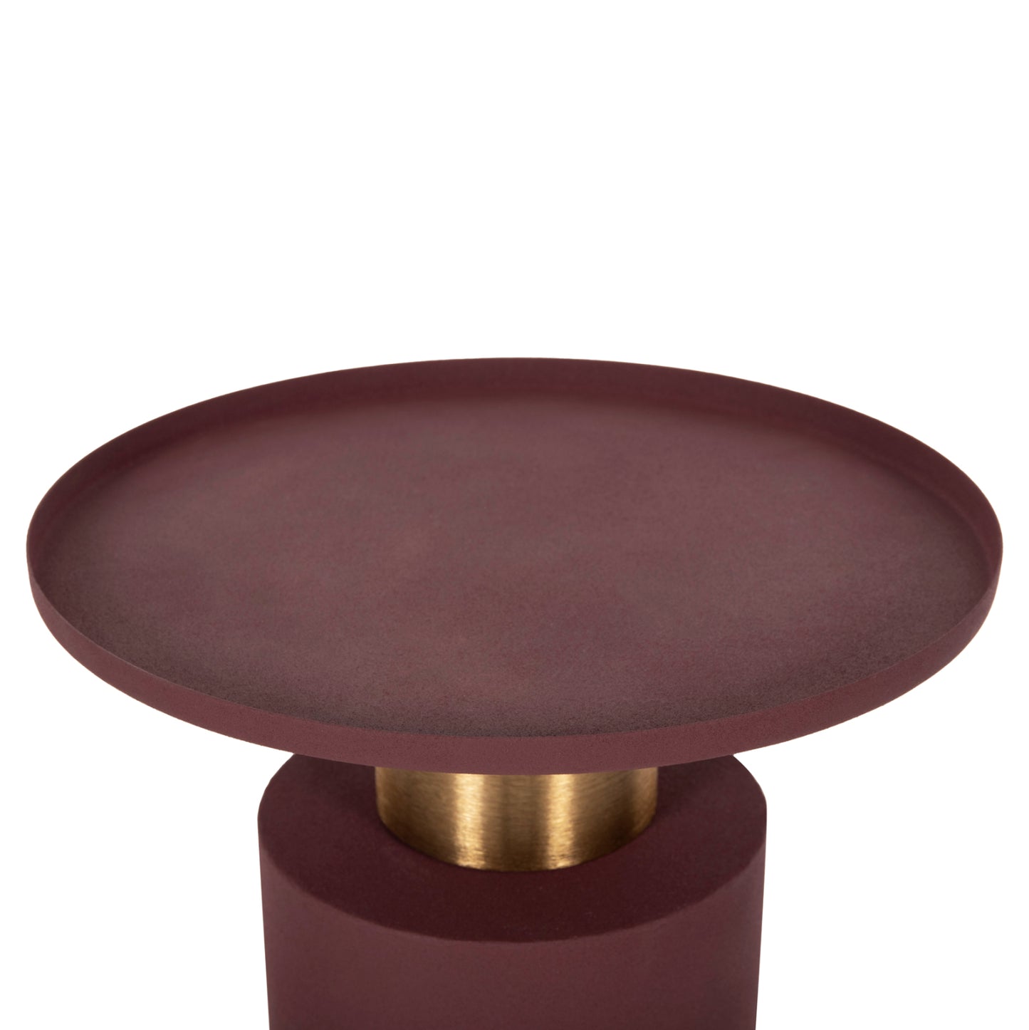 Side Table Punjab Hm4239.06 Metal In Brick Red-gold/brass Φ36x47hcm.