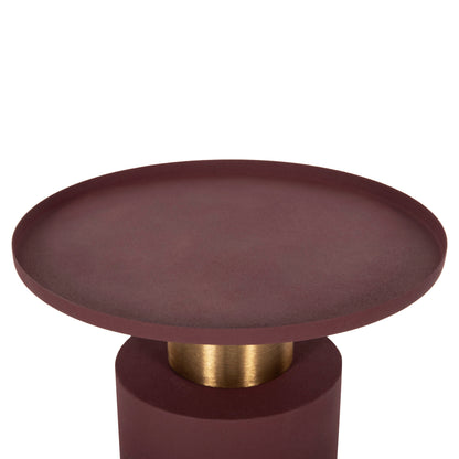 Side Table Punjab Hm4239.06 Metal In Brick Red-gold/brass Φ36x47hcm.