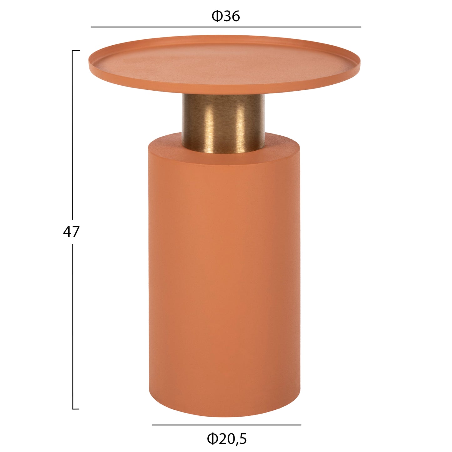 Side Table Punjab Hm4239.08 Metal In Orange-gold/brass Φ36x47hcm.