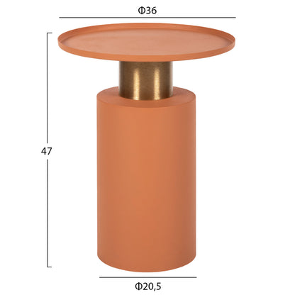 Side Table Punjab Hm4239.08 Metal In Orange-gold/brass Φ36x47hcm.