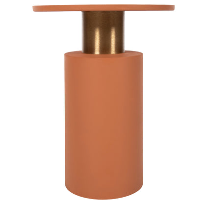 Side Table Punjab Hm4239.08 Metal In Orange-gold/brass Φ36x47hcm.