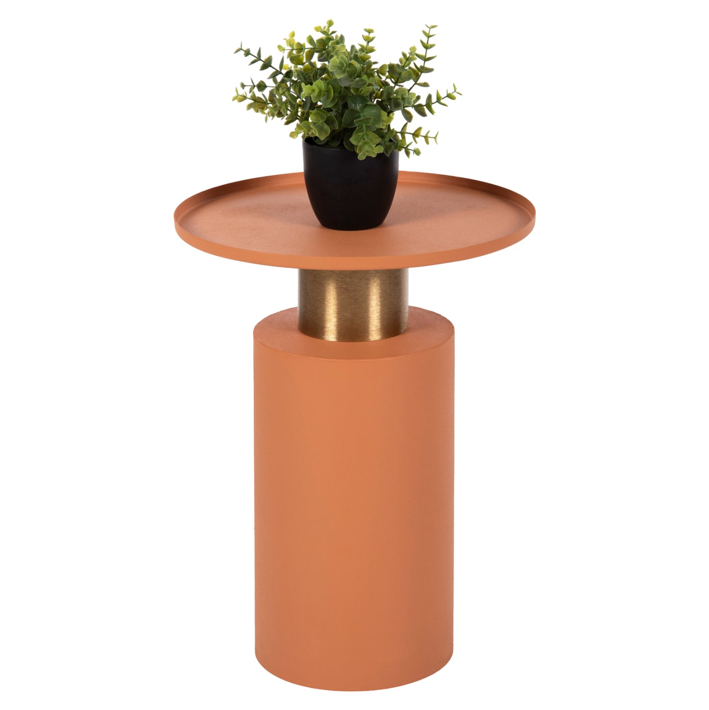 Side Table Punjab Hm4239.08 Metal In Orange-gold/brass Φ36x47hcm.