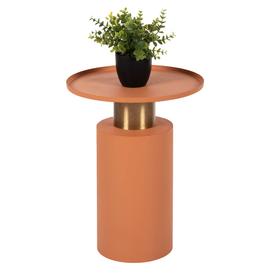 Side Table Punjab Hm4239.08 Metal In Orange-gold/brass Φ36x47hcm.