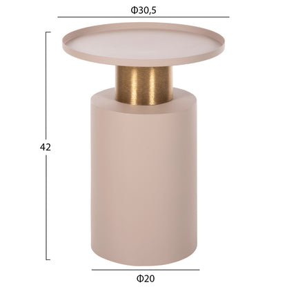 Side Table Punjab Hm4240.03 Metal In Ecru-gold/brass Φ30.5x42hcm.