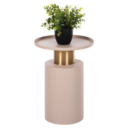 Side Table Punjab Hm4240.03 Metal In Ecru-gold/brass Φ30.5x42hcm.