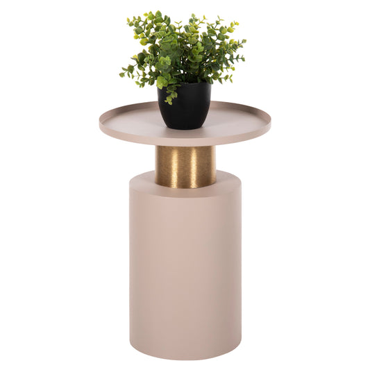Side Table Punjab Hm4240.03 Metal In Ecru-gold/brass Φ30.5x42hcm.