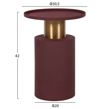 Side Table Punjab Hm4240.06 Metal In Brick-red-gold/brass Φ30.5x42hcm.