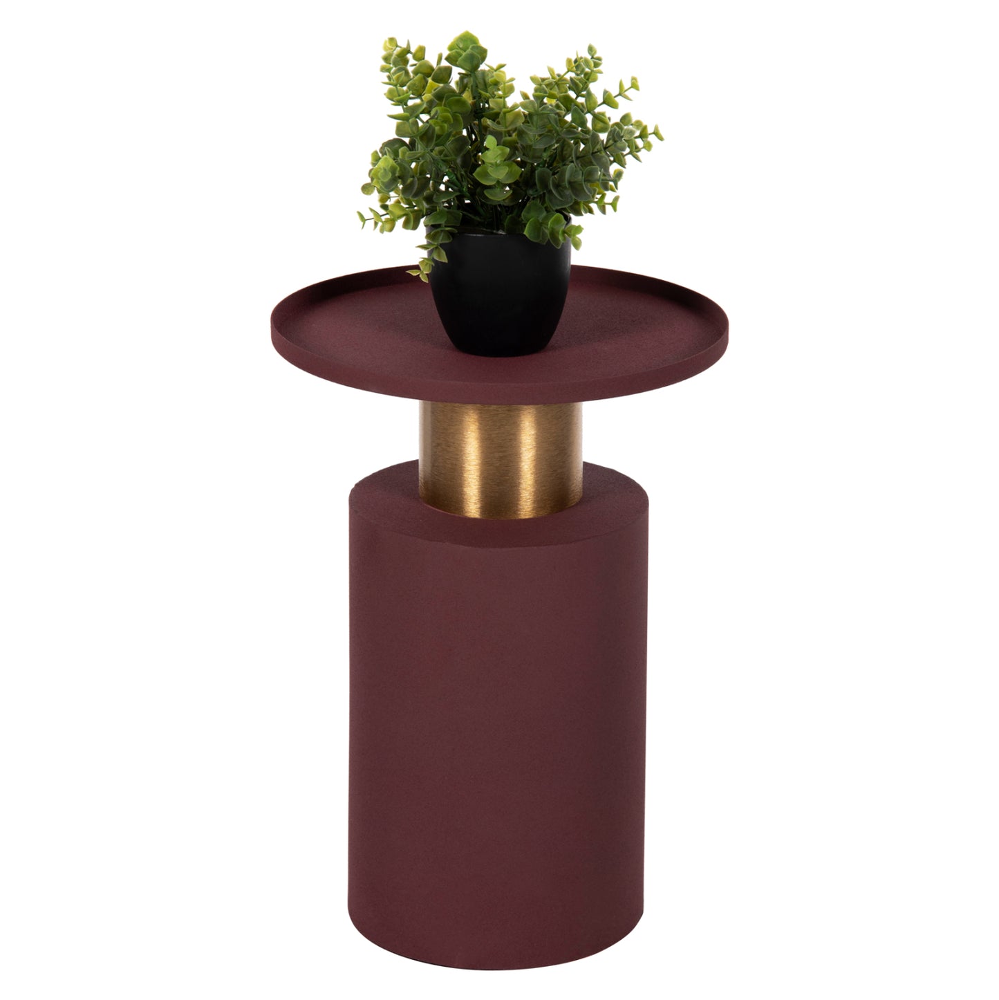 Side Table Punjab Hm4240.06 Metal In Brick-red-gold/brass Φ30.5x42hcm.
