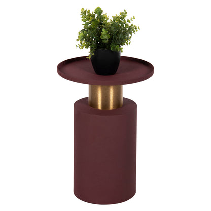 Side Table Punjab Hm4240.06 Metal In Brick-red-gold/brass Φ30.5x42hcm.