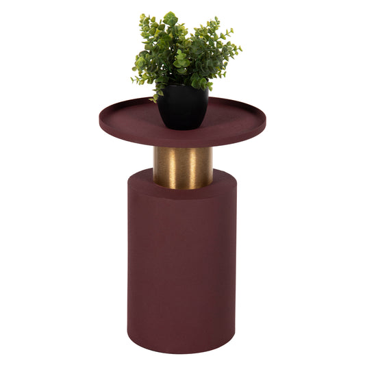 Side Table Punjab Hm4240.06 Metal In Brick-red-gold/brass Φ30.5x42hcm.