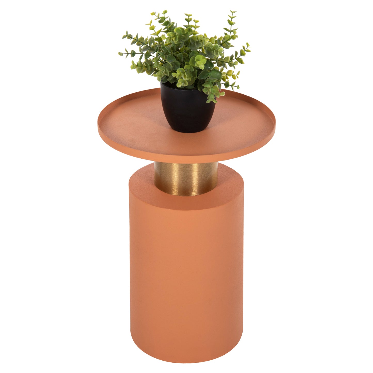 Side Table Punjab Hm4240.08 Metal In Orange-gold/brass Φ30.5x42hcm.