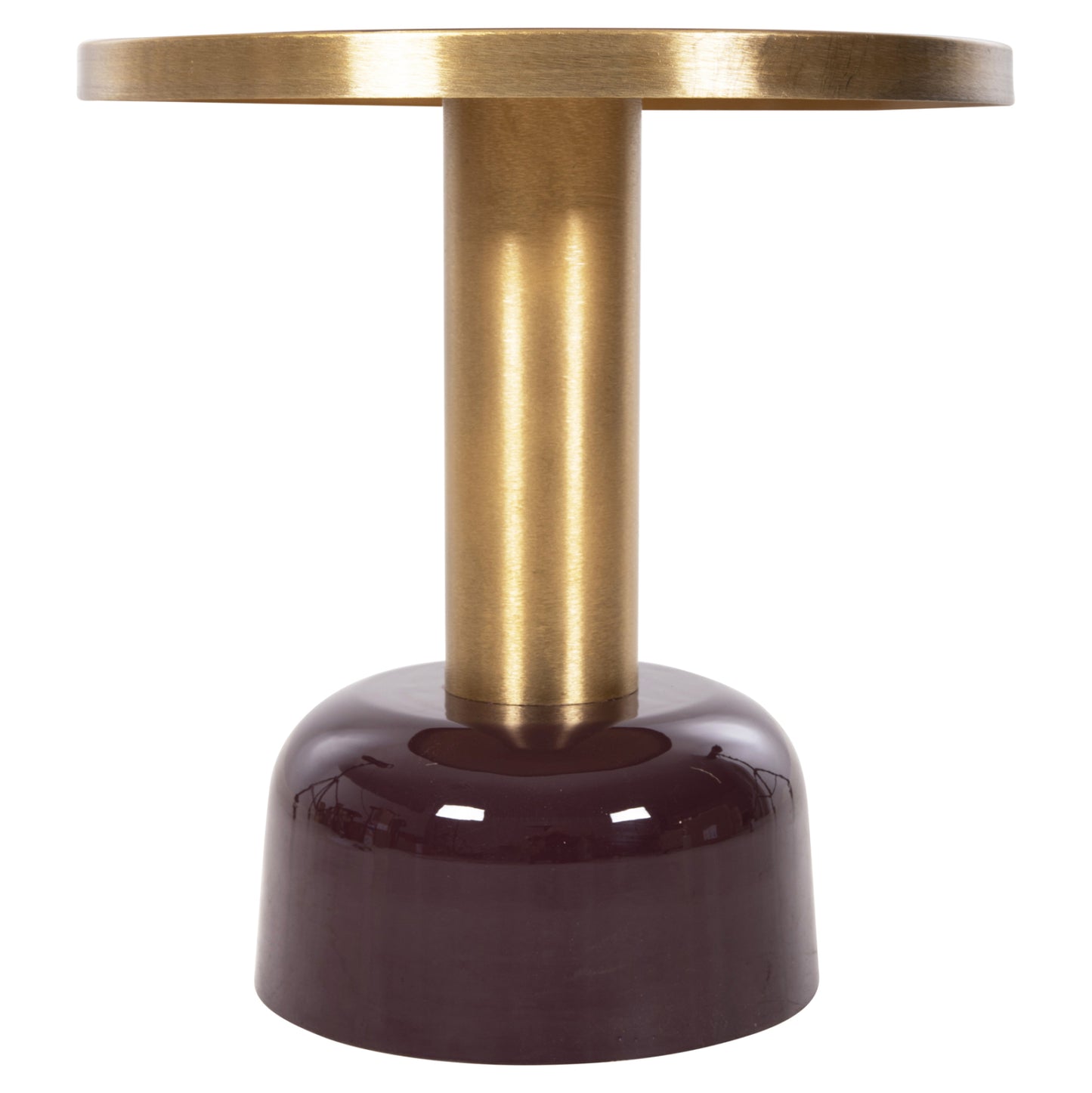 Side Table Erode Hm4242.06 Metal In Cherry Red-gold Φ50,5x52,5hcm.
