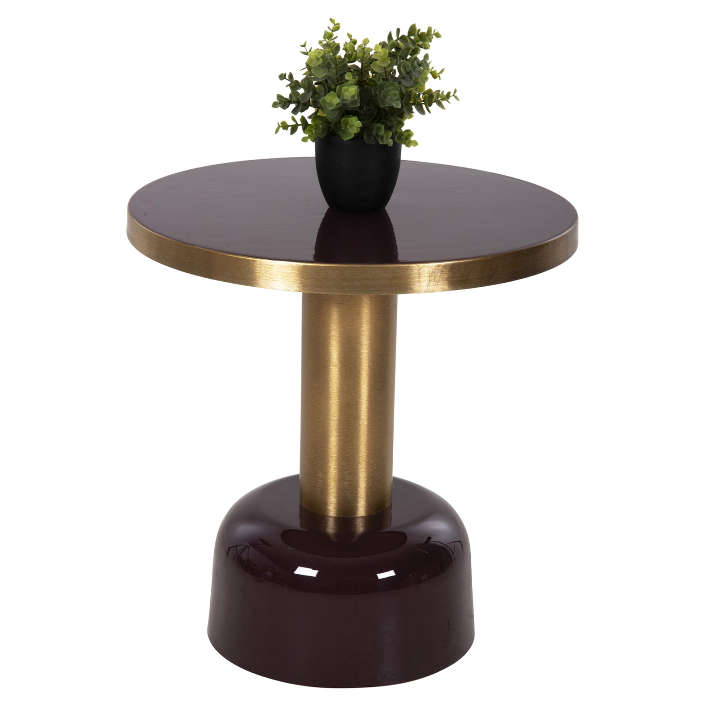 Side Table Erode Hm4242.06 Metal In Cherry Red-gold Φ50,5x52,5hcm.