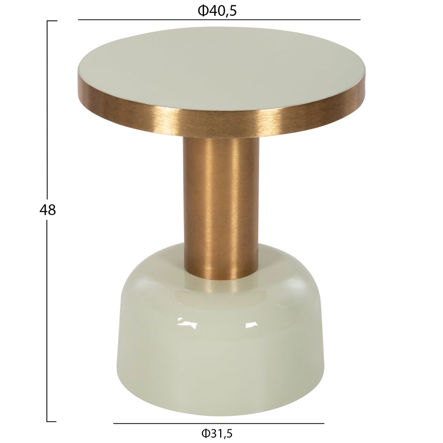 Side Table Erode Hm4243.07 Metal In Light Green-gold Φ40,5x48hcm.