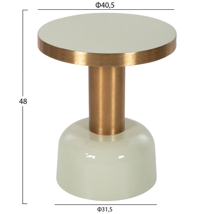 Side Table Erode Hm4243.07 Metal In Light Green-gold Φ40,5x48hcm.