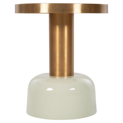 Side Table Erode Hm4243.07 Metal In Light Green-gold Φ40,5x48hcm.