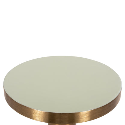Side Table Erode Hm4243.07 Metal In Light Green-gold Φ40,5x48hcm.