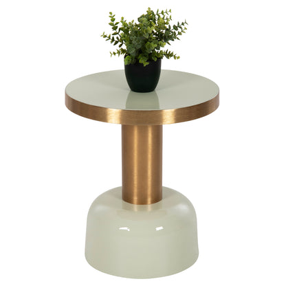 Side Table Erode Hm4243.07 Metal In Light Green-gold Φ40,5x48hcm.