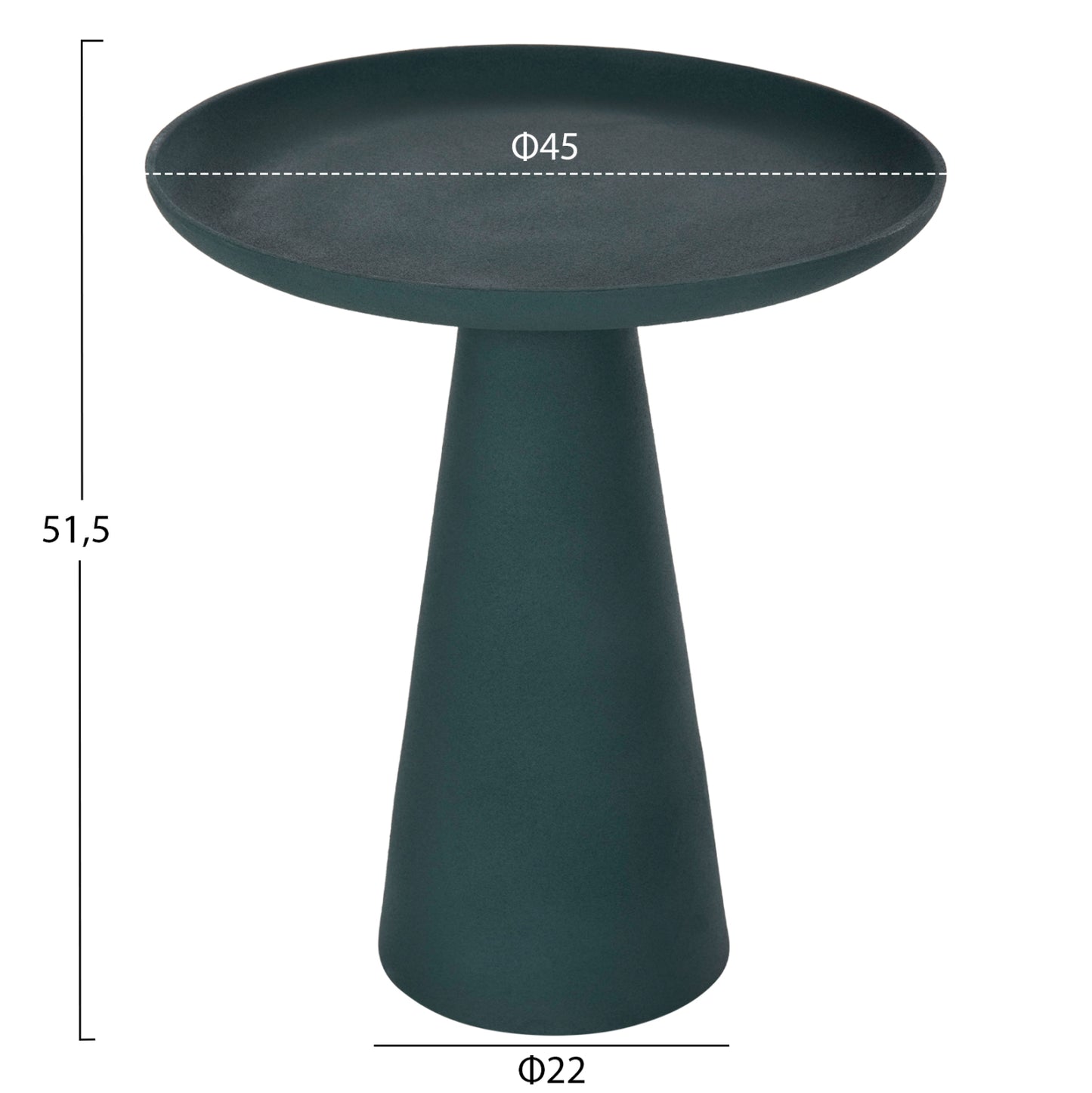 Side Table Delcon Hm4246.03 Metal In Green Φ45x51,5hcm.