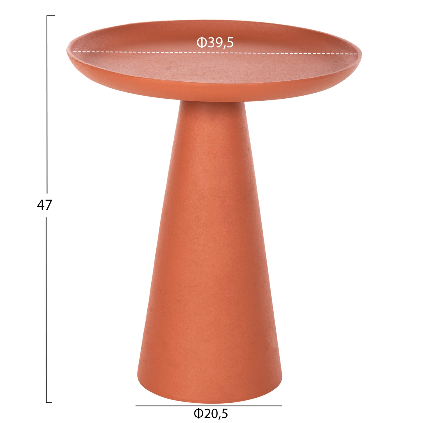 Side Table Delcon Hm4247.06 Metal In Orange Φ39,5x47hcm.