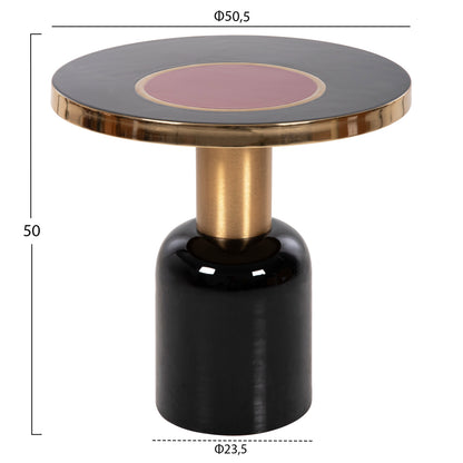Side Table Erode Hm4248.01 Metal In Black-gold-cherry Red Φ50,5x50hcm.
