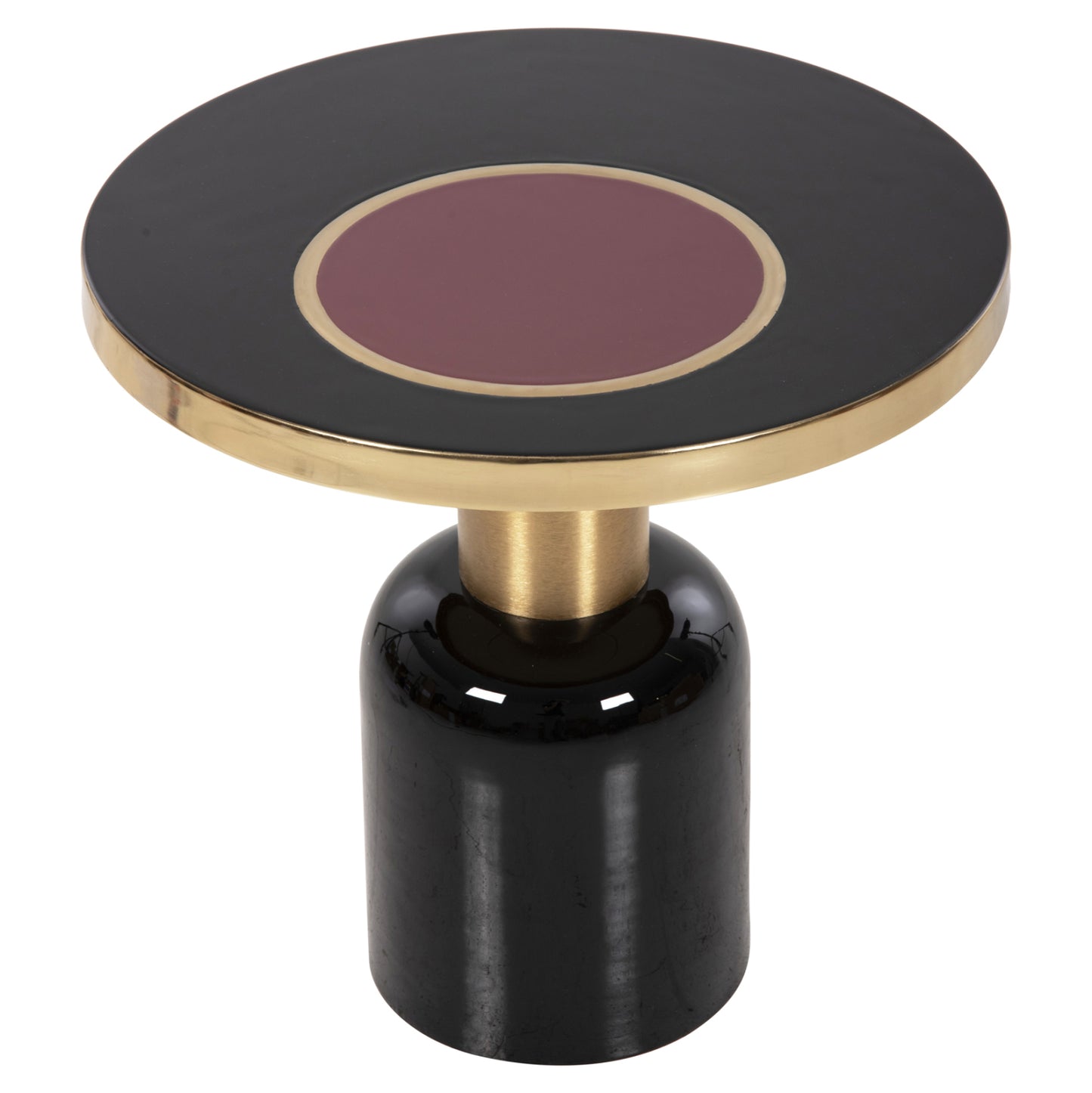 Side Table Erode Hm4248.01 Metal In Black-gold-cherry Red Φ50,5x50hcm.